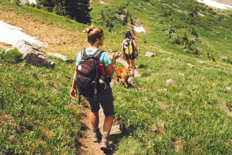 woman walking down the hill at daytime